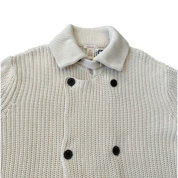 Sundance Chunky Knit Cardigan Sweater Double Breasted Pockets Ivory XXL - Picture 5 of 11
